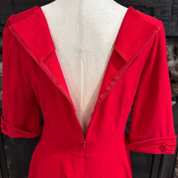 MIUSOL Retro Style Fit & Flare Stretchy Dress Red Classic Romantic Rockabilly XL - Picture 6 of 10